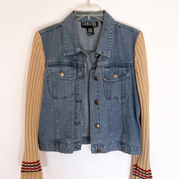 Denim and Knit American Flag Jean Jacket - Picture 3 of 4